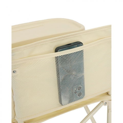 Scaun de masa pentru bebelusi si copii, tavita si husa detasabile, multifuncțional, stabil, centura de siguranta, cos de depozitare, bej, cu umbrela verde, de la 6 luni [6]