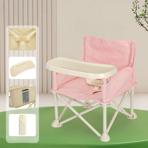 Scaun de masa pentru bebelusi si copii, tavita si husa detasabile, multifuncțional, stabil, centura de siguranta, cos de depozitare, roz, cu umbrela roz, de la 6 luni [2]