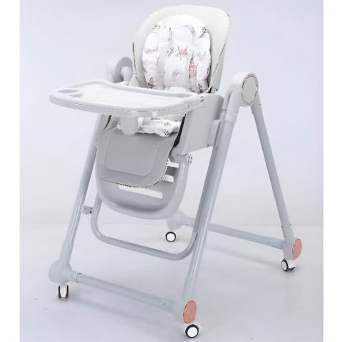 Scaun de masa pentru bebelusi si copii, tavita si husa detasabile, multifuncțional, stabil, centura de siguranta, inaltime ajustabila, spatar reglabil moale, balansoar, de la 6 luni, gri [1]