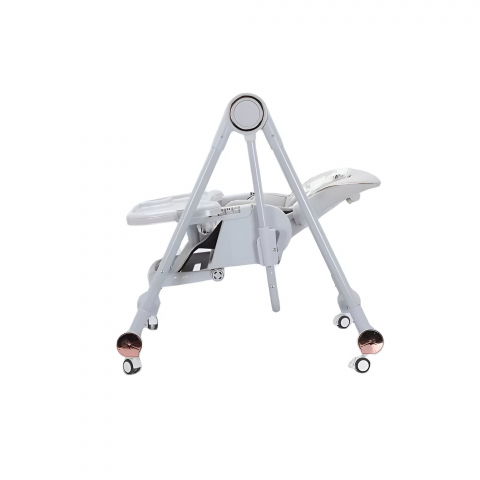 Scaun de masa pentru bebelusi si copii, tavita si husa detasabile, multifuncțional, stabil, centura de siguranta, inaltime ajustabila, spatar reglabil moale, balansoar, de la 6 luni, gri [2]