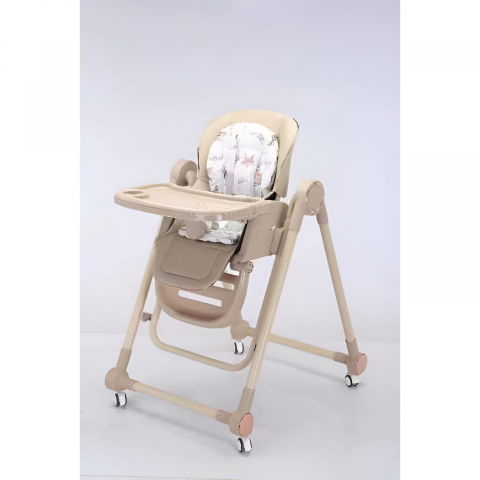 Scaun de masa pentru bebelusi si copii, tavita si husa detasabile, multifuncțional, stabil, centura de siguranta, inaltime ajustabila, spatar reglabil moale, balansoar, de la 6 luni, bej [3]