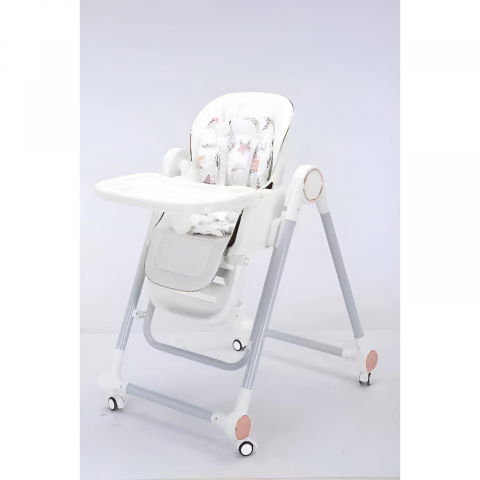 Scaun de masa pentru bebelusi si copii, tavita si husa detasabile, multifuncțional, stabil, centura de siguranta, inaltime ajustabila, spatar reglabil moale, balansoar, de la 6 luni, alb [4]