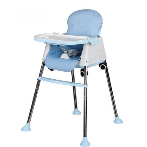 Scaun de masa pliabil 3in1, reglabil, multifunctional, 3 pozitii, masuta si husa detasabile, roti, centura de siguranta, ajustare inaltime, albastru [2]