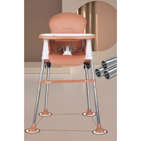 Scaun de masa pliabil 3in1, reglabil, multifunctional, 3 pozitii, masuta si husa detasabile, roti, centura de siguranta, ajustare inaltime, maro [4]