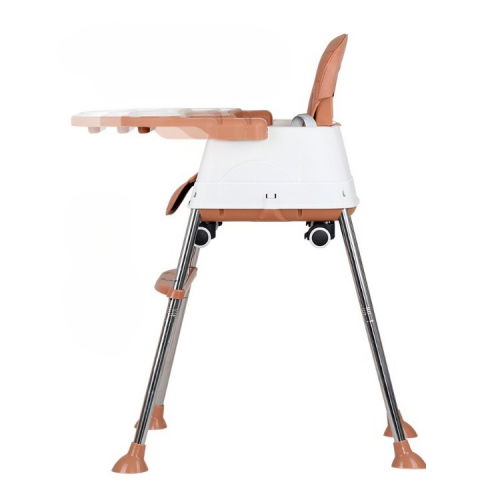 Scaun de masa pliabil 3in1, reglabil, multifunctional, 3 pozitii, masuta si husa detasabile, roti, centura de siguranta, ajustare inaltime, maro [3]