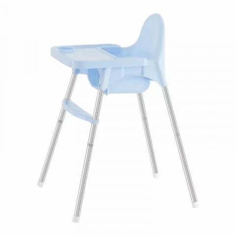 Scaune, seturi de masă și accesorii bebeluși - Scaun de masa telescopic pentru bebelusi si copii, cu suport picioare si centura de siguranta, reglabil pe inaltime, varsta 6-32 luni, albastru