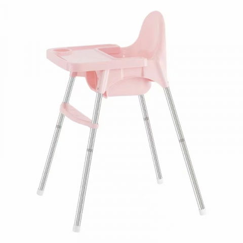 Scaune, seturi de masă și accesorii bebeluși - Scaun de masa telescopic pentru bebelusi si copii, cu suport picioare si centura de siguranta, reglabil pe inaltime, varsta 6-32 luni, roz