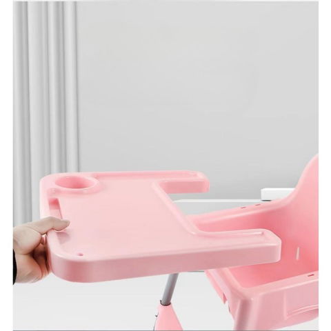 Scaun de masa telescopic pentru bebelusi si copii, cu suport picioare si centura de siguranta, reglabil pe inaltime, varsta 6-32 luni, roz [6]