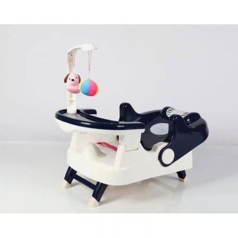 Scaun pentru copii 2 in 1, pentru servit masa si pentru baie, multifunctional, pliabil, portabil, din plastic, spatar reglabil, 58 x 39 cm, albastru [1]