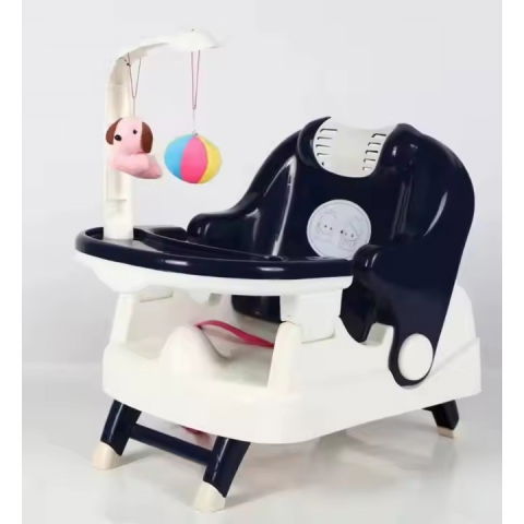 Scaun pentru copii 2 in 1, pentru servit masa si pentru baie, multifunctional, pliabil, portabil, din plastic, spatar reglabil, 58 x 39 cm, albastru [2]