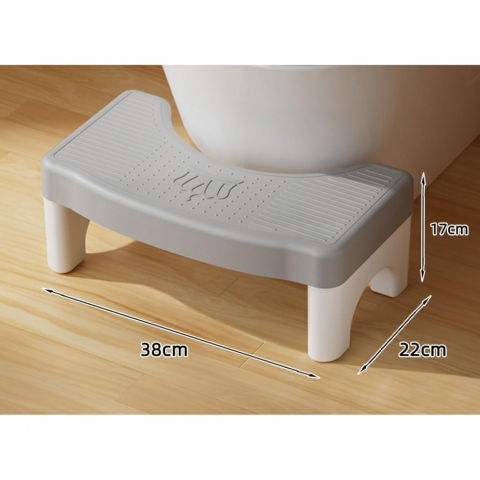 Scaunel wc, tratament impotriva hemoroizilor si constipatiei, scaun inaltator wc copii, suport picioare wc, taburet inaltator pozitia corecta ghemuit pe wc, plastic rezistent, 17x22x38 cm, gri [3]