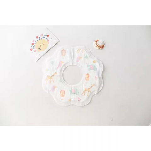 Set 10 bavete de unica folosinta, model animalute, pentru bebelusi, alb gri [2]