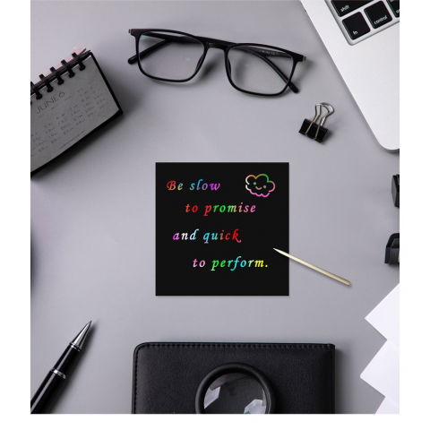 Set 100 de planse razuibile, din hartie curcubeu, 2 creioane din bambus + 2 sabloane, +3 ani, 8.5 x 8.5 cm, multicolor [1]