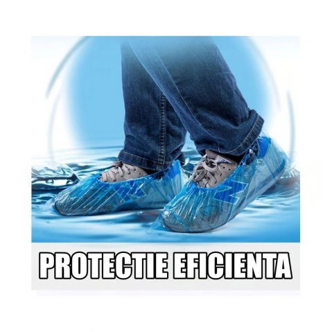 Set 100 huse de pantofi impermeabile de unica folosinta, universale, albastre, pentru zile ploioase [3]