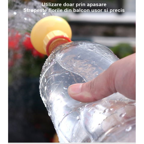 Set 2 capace de sticla pentru irigat florile stropitoare si teava, practic si usor de utilizat, portabil, reutilizabil, 8 x 7.5 cm, galben [3]