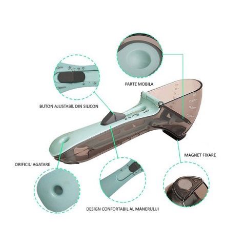 Set 2 cupe gradate pentru bucatarie, cupe de masurat reglabile, ergonomic, confortabil, pentru lichide si solide, volum ajustabil 5-30ml, 30-130ml, culoare albastru [3]