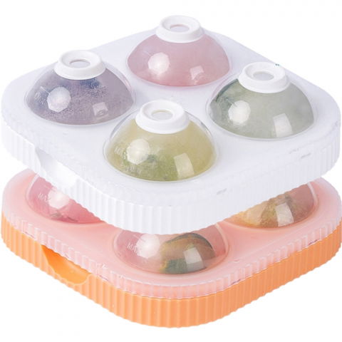 Organizatoare si accesorii pentru bucatarie - Set 2 forme sfere de gheata pentru wiskey si cocktail-uri  4 sfere, material plastic/silicon alimentar, diametru 6.5 cm, cu orificiu tip palnie pentru umplere, 17 x 17 x 7 cm, multicolor