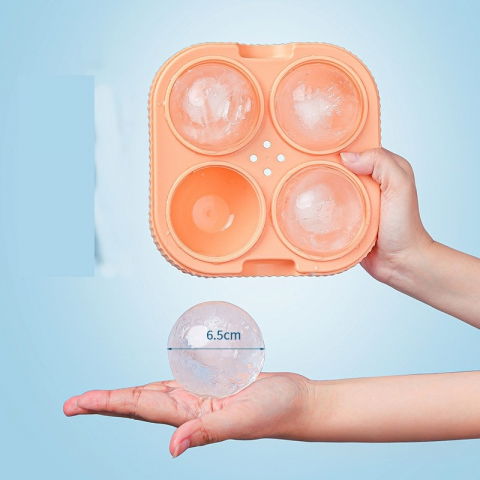 Set 2 forme sfere de gheata pentru wiskey si cocktail-uri  4 sfere, material plastic/silicon alimentar, diametru 6.5 cm, cu orificiu tip palnie pentru umplere, 17 x 17 x 7 cm, multicolor [2]