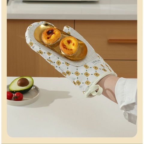 Set 2 manusi cuptor  manusa de bucatarie,  rezistenta 330 grade, textil si cauciuc, 26.5x18 cm, alb [6]