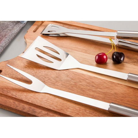 Set 20 ustensile pentru gratar, din otel inoxidabil, geanta oxford, argintiu [9]