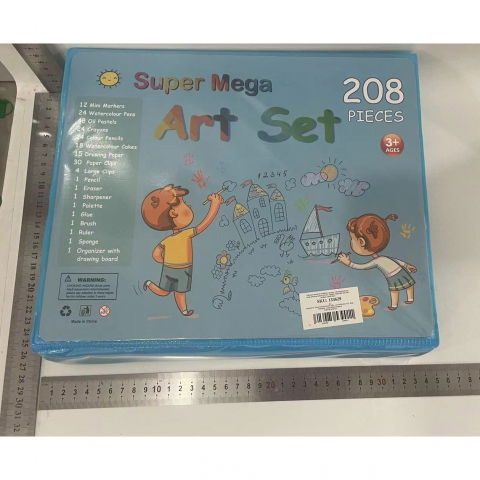 Set 208 piese, complet pentru pictura si desen, tip servieta, 3-12 ani, 32.6 x 27.7 x 6 cm, albastru [7]