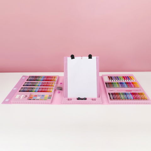 Set 208 piese, complet pentru pictura si desen, tip servieta, 3-12 ani, 32.6 x 27.7 x 6 cm, roz [3]