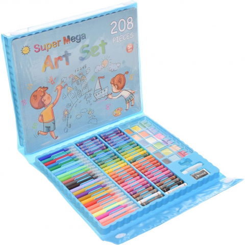 Set 208 piese, complet pentru pictura si desen, tip servieta, 3-12 ani, 40.5 x 5 x 30 cm, albastru [4]