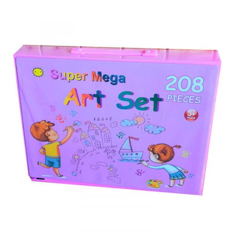 Set 208 piese, complet pentru pictura si desen, tip servieta, 3-12 ani, 40.5 x 5 x 30 cm, roz [3]