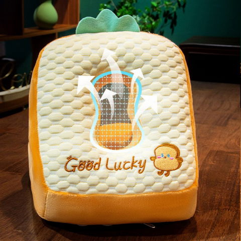 Set 2in1 patura microfibra si perna din spuma, pentru birou, calatorii, pauze, model paine, microfibra, 1x1.7 m, 30x35x30 cm, maro [3]