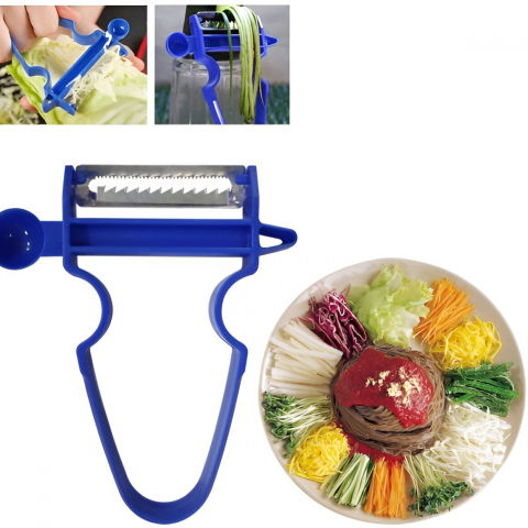 Set 3 accesorii de decojire, razuire si feliere, pentru legume si fructe, negru-rosu-albastru [6]