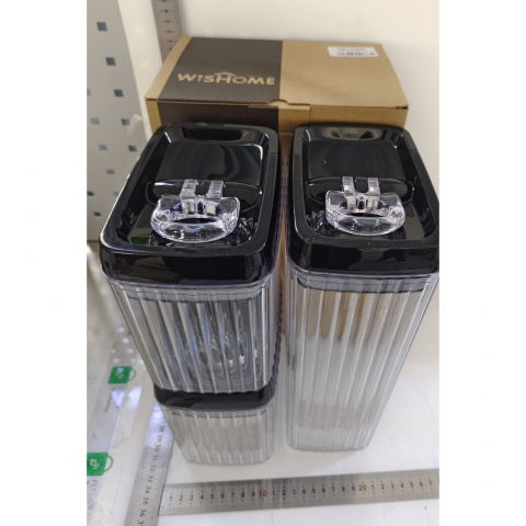 Set 3 recipiente din plastic, pentru alimente/obiecte, inchidere ermetica, textura ondulata, 2 x 1.5l, 1 x 3.3 l, transparent [6]