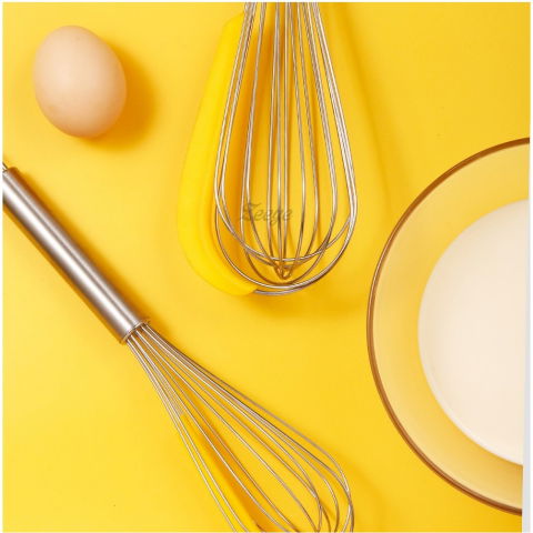 Set 3 ustensile pentru bucatarie  2 teluri, un separator oua, inox/silicon, galben [1]