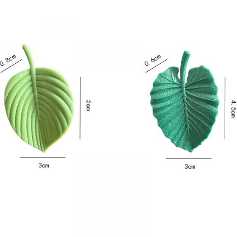 Set 4 magneti de frigider, model frunze, din abs si magnet, verde [2]
