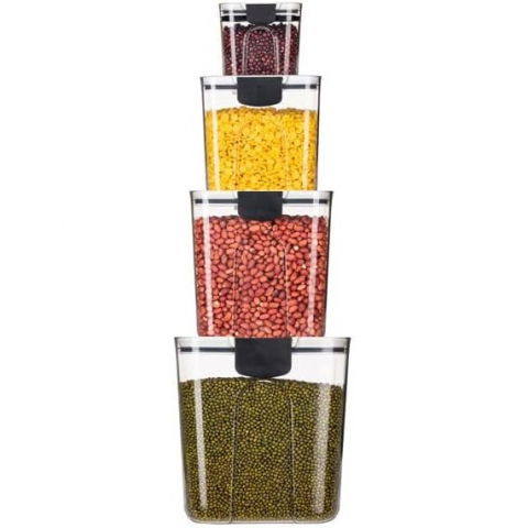 Set 4 recipiente depozitare alimente,   pentru organizare bucatarie, cu inchidere ermetica, transparent, plastic fara bpa, compatibile cu masina de spalat vase, diferite dimensiuni, 350 ml, 1300 ml, 2700 ml, 4600 ml [7]