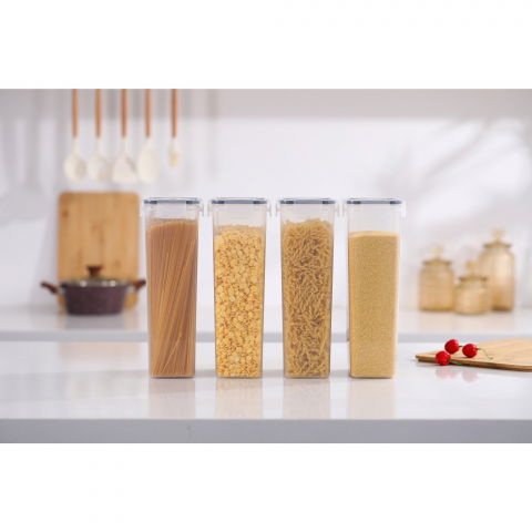 Set 4 recipiente din plastic, pentru alimente/obiecte, inchidere ermetica, 4 x 2.8l, transparent [1]