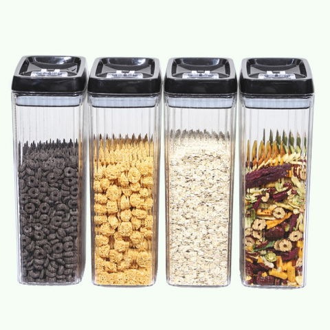 Set 4 recipiente din plastic, pentru alimente/obiecte, inchidere ermetica, textura ondulata, 4 x 3.3 l, transparent [1]