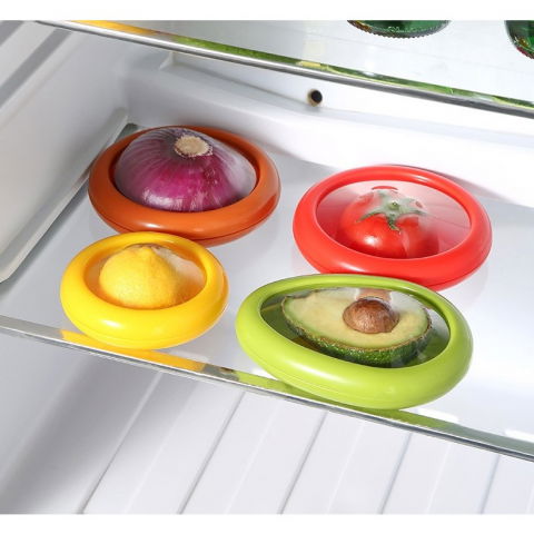 Set 4 recipiente pentru pastrarea proaspata a legumelor, cutii portabile sigilate anti-oxidare, 4 forme diferite pentru legume sau fructe, culori diferite [4]
