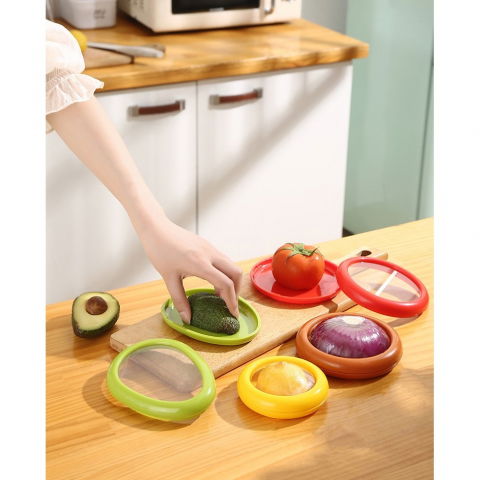 Set 4 recipiente pentru pastrarea proaspata a legumelor, cutii portabile sigilate anti-oxidare, 4 forme diferite pentru legume sau fructe, culori diferite [11]