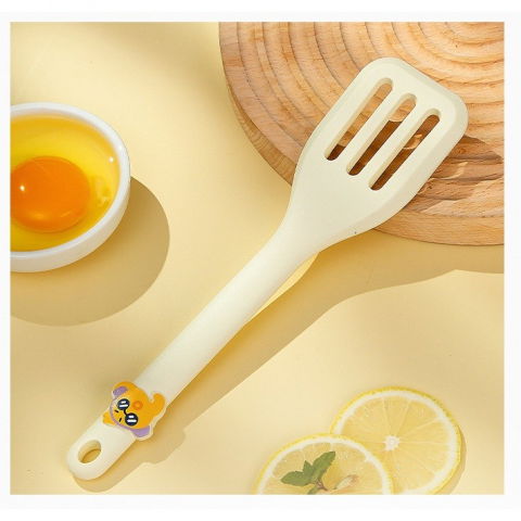 Set 4 ustensile de bucatarie, pentru copii, din silicon, termorezistente, design animat, 13 x 24 x 5 cm, bej [4]