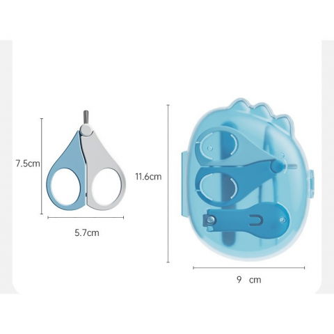Set 4in1 de ingrijire unghii pentru bebelusi, cutie de depozitare dinozaur transparent, 0-6 ani, 11.5 x 9 x 3 cm, albastru [2]