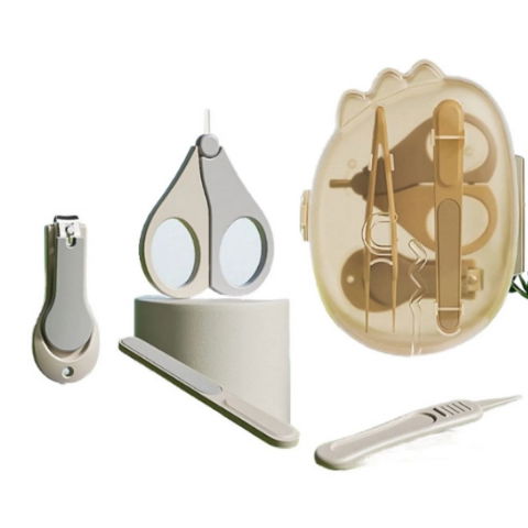 Set 4in1 de ingrijire unghii pentru bebelusi, cutie de depozitare dinozaur transparent, 0-6 ani, 11.5 x 9 x 3 cm, bej [5]