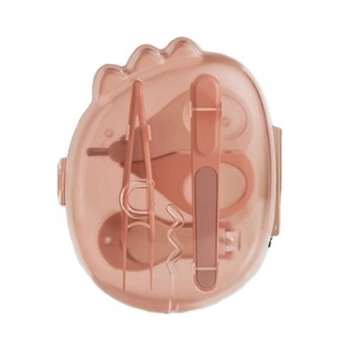 Îngrijire, transport și organizare pentru bebeluși și copii - Set 4in1 de ingrijire unghii pentru bebelusi, cutie de depozitare dinozaur transparent, 0-6 ani, 11.5 x 9 x 3 cm, roz