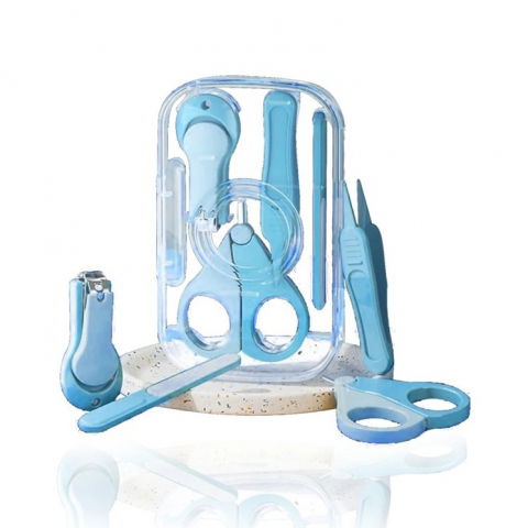 Set 4in1 de ingrijire unghii pentru bebelusi, cutie de depozitare texturata, 0-6 ani, 13.6x8x2 cm, albastru [1]