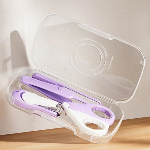 Set 4in1 de ingrijire unghii pentru bebelusi, cutie de depozitare texturata, 0-6 ani, 13.6x8x2 cm, mov [7]