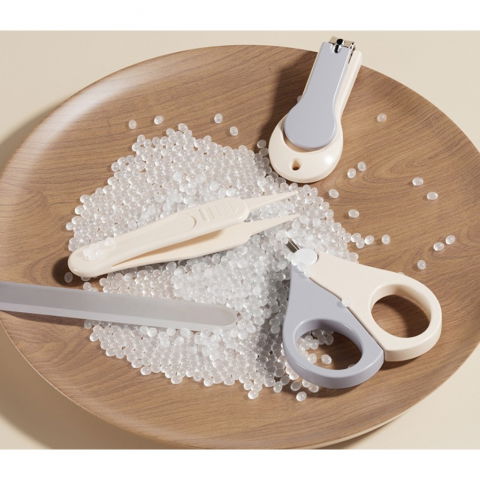 Set 4in1 de ingrijire unghii pentru bebelusi, cutie de depozitare tip borcan, 0-6 ani, 10 x 7 x 6 cm, alb/gri [2]