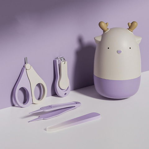 Set 4in1 de ingrijire unghii pentru bebelusi, cutie de depozitare tip cerb, 0-6 ani, 11 x 6 x 11 cm, mov [5]