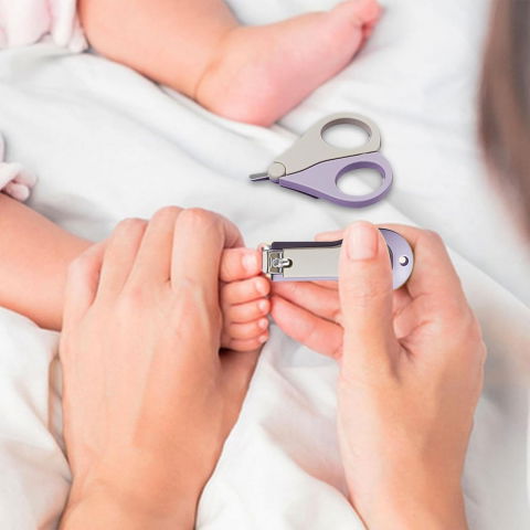 Set 4in1 de ingrijire unghii pentru bebelusi, cutie de depozitare tip cerb, 0-6 ani, 11 x 6 x 11 cm, mov [7]