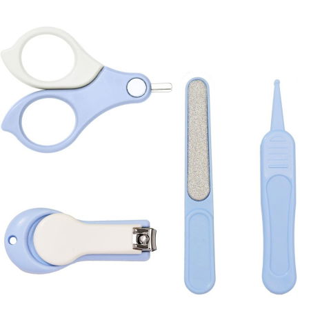 Set 4in1 de ingrijire unghii pentru bebelusi, cutie de depozitare transparenta, 0-6 ani, 13.6x8x2 cm, albastru deschis [1]