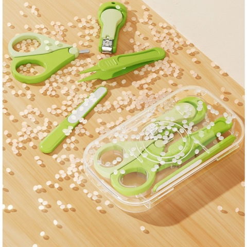 Set 4in1 de ingrijire unghii pentru bebelusi, cutie de depozitare transparenta, 0-6 ani, 13.6x8x2 cm, verde [2]