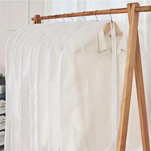 Set 5 huse de depozitare cu fermoar, pentru haine, de protectie, pentru voiaj, netesut, rezistent la praf, 60x100 cm, transparent-alb [1]